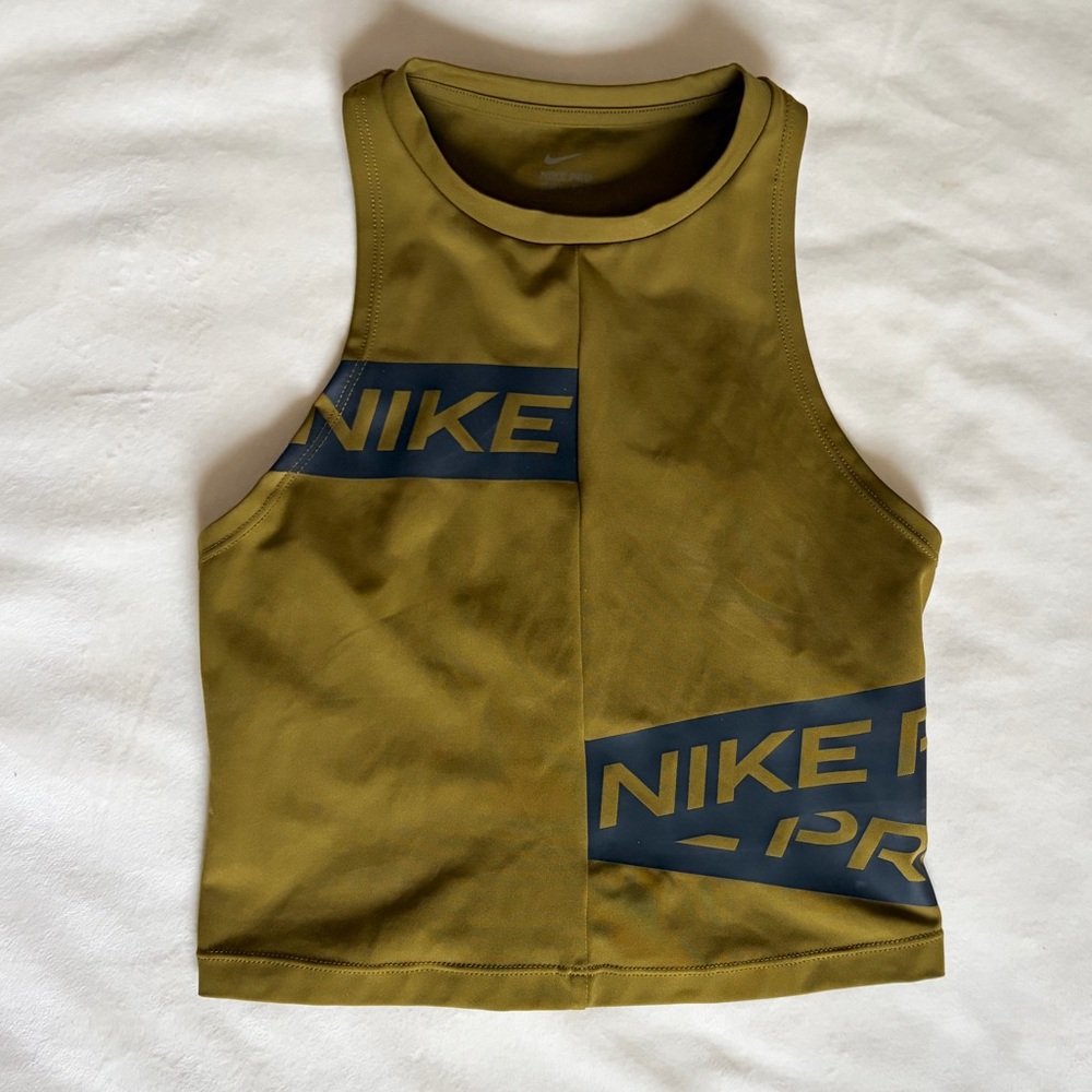 Nike Pro Halter Olive Green Tank Top